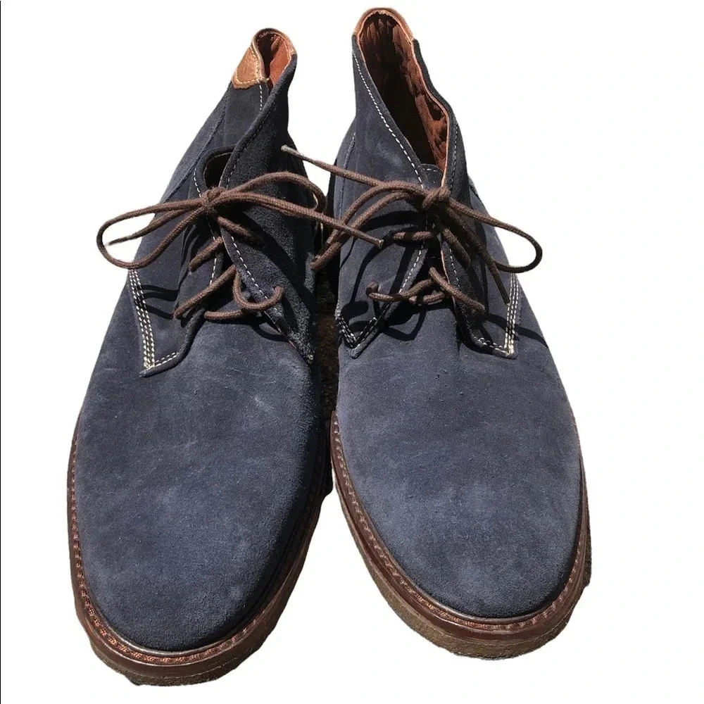 JOHNSTON & MURPHY MENS NAVY SHEEPSKIN BOOTS